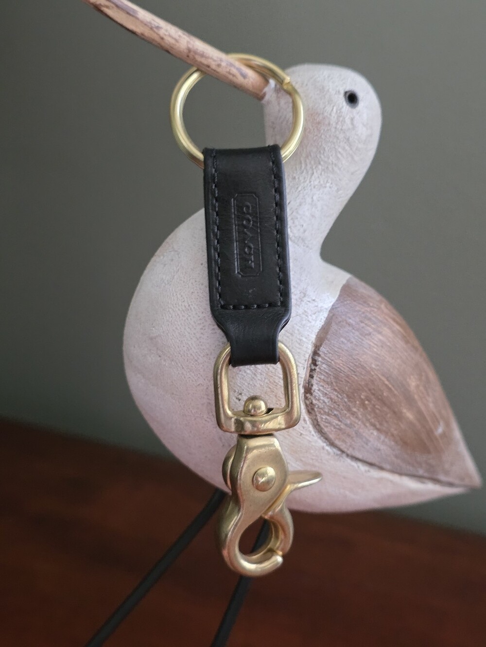Coach 7212 Vintage Trigger Snap Valet Black Leather Brass Key Fob Keychain Y2K